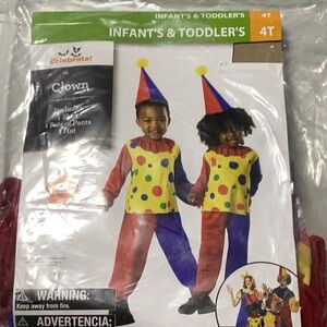 Infant & Toddler Clown Costume with Hat Size 4T